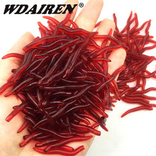 Load image into Gallery viewer, Soft Lure Fishing Simulation Earthworm red Worms Artificial 50pcs/lot