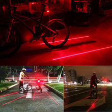 Load image into Gallery viewer, Bike Cycling Lights Waterproof 5 LED 2 Lasers 3 Modes Bike Taillight Safety Warning Light Bicycle Rear Bycicle Light Tail Lamp
