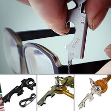 Load image into Gallery viewer, 8 in 1 Multi Tool Key Stainless Steel Outdoor Multi-functional Tool Utility Multi Ring Chain Bottle Opener