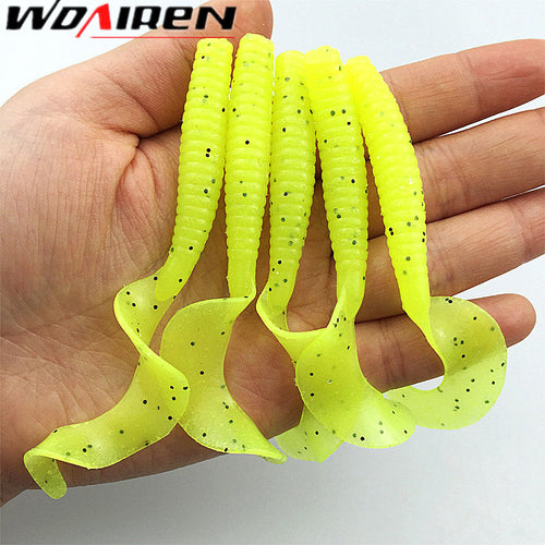 Wobbler Jigging curly tail Fishing Lure Soft Worm Shrimp silicone bait 8cm 4.3g