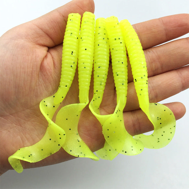 Wobbler Jigging curly tail Fishing Lure Soft Worm Shrimp silicone bait 8cm 4.3g