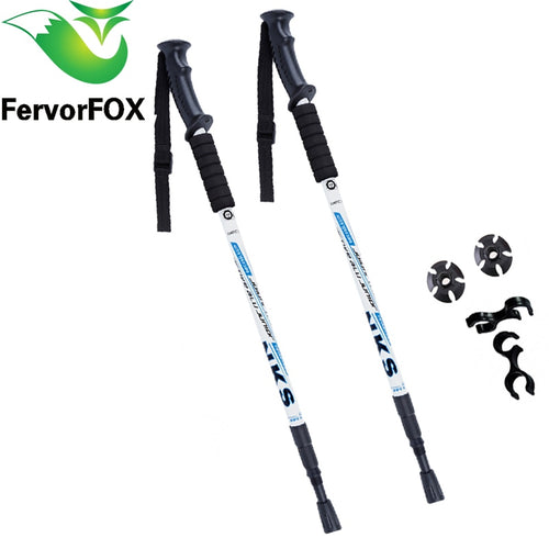 Anti Shock Nordic Walking Sticks Telescopic Trekking Hiking Poles Ultralight Walking Canes With Rubber Tips Protectors 2Pcs/lot