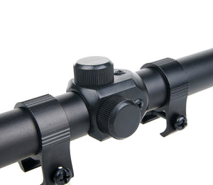 4x20 Rifle Optics Scope Tactical Crossbow Riflescope with Red Dot Laser Sight and 11mm Rail Mounts for 22 Caliber Guns