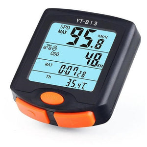 Bicycle Wireless Speedometer Digital Odometer Stopwatch Thermometer LCD Backlight Rainproof Black