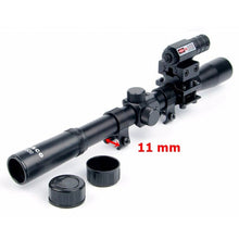 Load image into Gallery viewer, 4x20 Rifle Optics Scope Tactical Crossbow Riflescope with Red Dot Laser Sight and 11mm Rail Mounts for 22 Caliber Guns