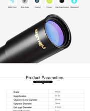 Load image into Gallery viewer, Original binoculars Nikula 10-30x25 Zoom Monocular high quality Telescope Pocket Binoculo Hunting Optical Prism Scope no tripod