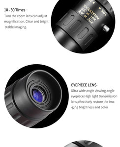 Original binoculars Nikula 10-30x25 Zoom Monocular high quality Telescope Pocket Binoculo Hunting Optical Prism Scope no tripod