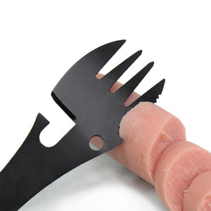 Multi-functional Outdoor Tools Stainless Steel Camping Survival EDC Kit Practical Fork Knife Spoon Bottle/Can Opener 5 in 1