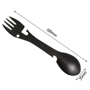 Multi-functional Outdoor Tools Stainless Steel Camping Survival EDC Kit Practical Fork Knife Spoon Bottle/Can Opener 5 in 1