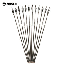 Load image into Gallery viewer, Carbon Arrow with Black and White Color for Recurve/Compound Bows Archery Hunting 6/12/24pcs/lot 28/30/32 inches Spine 500