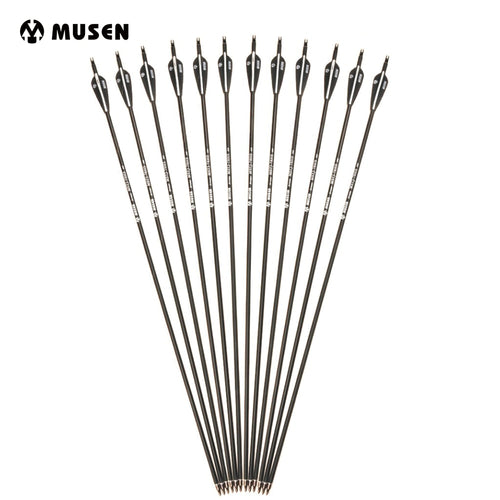 Carbon Arrow with Black and White Color for Recurve/Compound Bows Archery Hunting 6/12/24pcs/lot 28/30/32 inches Spine 500