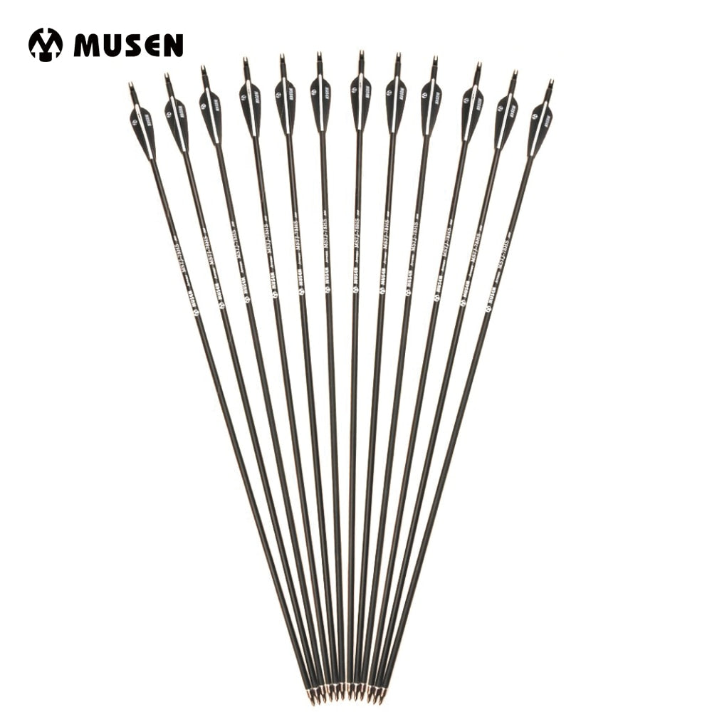 Carbon Arrow with Black and White Color for Recurve/Compound Bows Archery Hunting 6/12/24pcs/lot 28/30/32 inches Spine 500