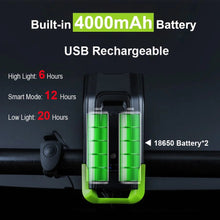 Load image into Gallery viewer, Induction Bicycle Front Light Set 4000mAh USB Rechargeable Smart Headlight With Horn 800 Lumen LED