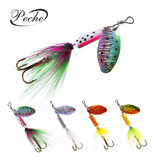 Peche Spinner Fishing Lures Wobblers CrankBaits Jig Shone Metal Sequin Trout Spoon With Feather Hooks for Carp Fishing Pesca