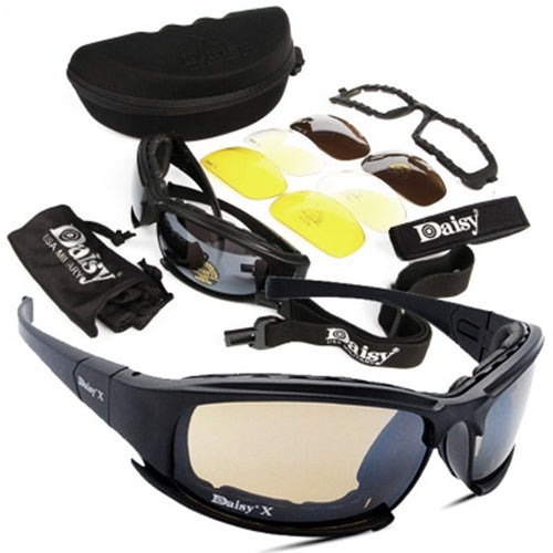 Military Goggles Army Sunglasses With 4 Lens Original Box Men