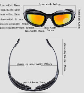 Military Goggles Army Sunglasses With 4 Lens Original Box Men