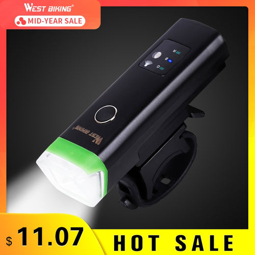 Bike Front Light Induction Bicycle Bright Light USB Charging Flashlight Waterproof